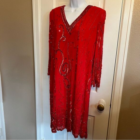 NITELINE by Della Roufogali Red Vintage Midi Length dress 6 - Picture 15 of 15